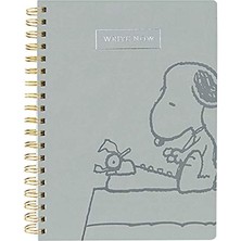 Kazan Hobi Vegan Deri Spiral Günlük, Snoopy Tipi – 20,32 cm x 25,4 Cm, 192 Çizgili Sayfa, "şimdi Yaz" Yazılı Gümüş Folyo Kapağında Süslenmiştir – Notlar, Listeler ve Daha Fazlası Için Mükemmel