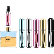 Kazan Hobi Taşınabilir Mini Doldurulabilir Parfüm Püskürtücü, Parfüm Püskürtücü Doldurulabilir Seyahat (5 Ml, 5 Paket) (Pembe, Altın, Siyah, Gümüş, Mavi), Doldurulabilir Sprey, Parfüm Şişesi