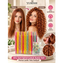Yurish Kadın Isısız Saç Şekillendirme Afro Sert Spiral Çubuk Bukle Seti Perma Lastik Toka Hediyeli