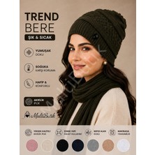 Multi Butik Modelli Örgü Sade Şık Kadın Bere Haki