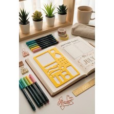 Karmelom Studio Bullet Journal Etiket, Banner Ve Şekil Şablon Cetvel – Planlayıcı Uyumlu