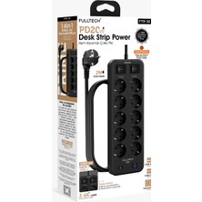 Fulltech Ftr-30 Pd 20W Akım Korumalı Çoklu Priz – 10XAC Soket + 2xusb-A + 2xusb-C, 2 M Kablo