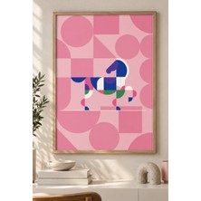 Mesela Pembe Geometri – Modern At Figürlü Soyut Dekoratif Duvar Tablosu