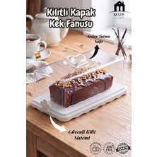 Muf Home Baton Kek ve Pasta Fanusu Kilitli Kapaklı  (33,5 Cm) - Şeffaf, Pratik ve Güvenli Taşıma Bpa Free