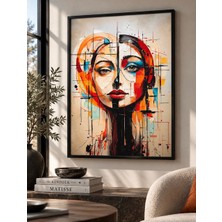 Mesela – Geometrik Soyut Kadın Portresi Modern Sanat Çerçeveli Dekoratif Duvar Tablosu