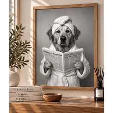 Mesela Morning Dog – Gazete Okuyan Köpek Dekoratif Çerçeveli Duvar Tablosu