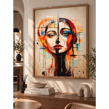 Mesela – Geometrik Soyut Kadın Portresi Modern Sanat Çerçeveli Dekoratif Duvar Tablosu