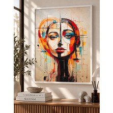 Mesela – Geometrik Soyut Kadın Portresi Modern Sanat Çerçeveli Dekoratif Duvar Tablosu