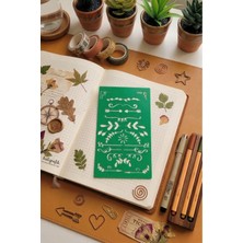Karmelom Studio Bullet Journal Yaprak Desenli Başlık Şablon Cetvel