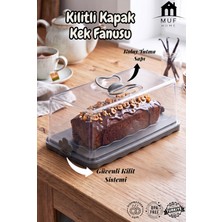 Muf Home Baton Kek ve Pasta Fanusu Kilitli Kapaklı  (33,5 Cm) - Şeffaf, Pratik ve Güvenli Taşıma Bpa Free
