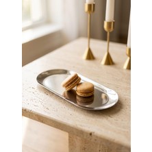 The Mia Linea Oval Çelik Servis Tabağı Gümüş 26 x 11 cm