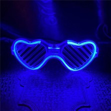 Alvenda Home Mavi LED Işıklı Kalp Gözlük – 3 Modlu Parti &amp; Glow Gözlüğü