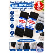 Sağlam 2 Adet 20 M Don Lastiği Siyah Yassı Esnek Bel Lastiği Paça Lastik