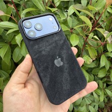 Madam Case Apple iPhone 18 Pro Uyumlu Siyah Suede Luxe M-Safe Premium Kılıf