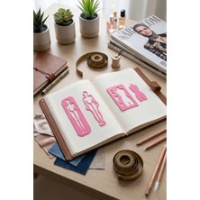 Karmelom Studio Moda Tasarım Çizim Boyama Şablon Pembe Cetvel Set