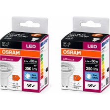 GU10 4.5W (50W) 4000K Beyaz Işık 350 Lm 2li LED Ampul Duylu