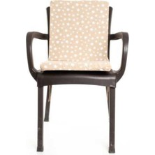 Happy Trend Bahçe Balkon Salon Bej Yıldız Desenli Sandalye Minderi 6'lı