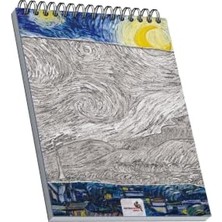 Şanal The Starry Night, Van Gogh 1889, A5 Eskiz Defter I, Çizgisiz, 100 Sayfa, 100 Gram, Beyaz Renk, Spiralli, Sketchbook