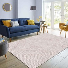Happy Trend Dizayn Tegan Desenli Kadife Pamuk Tabanlı Yıkanabilen Kaydırmaz Antibakteriyel Salon Halısı 160X230