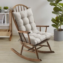 Happy Trend Home Collection Sallanan Sandalye Minderi, Birinci Sınıf Püsküllü Pedler, Kaymaz Arka Kısım, Bağcıklı Üst ve Alt Set, 1 Adet (1 Adet), Keten