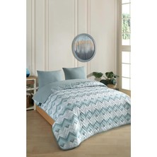 Happy Trend Çift Kişilik Desenli Kapitone Çift Taraflı Renkli Pike Yatak Örtüsü Takımı 200X230 cm (Çarşafsız) (Yeşil)