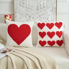Happy Trend Günü Kırmızı Kalp Kırlent Kılıfları 45X45 cm Kalpler Dekoratif Yastıklar Çiftlik Evi Sevgililer Beyaz Dış Mekan Yastık Kılıfı Kanepe Kanepe Ev Yatak 2'li Set