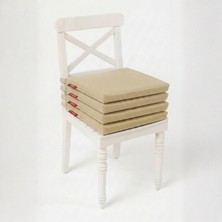 Happy Trend 4'lü Sandalye Minderi 40X40 cm Fermuarlı Su Itici Leke Tutmaz Bağcıklı Bahçe Balkon Minderi Seti