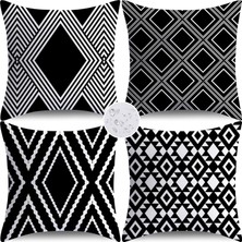 Happy Trend Dış Mekan Yastık Kılıfları 4'lü Set Su Geçirmez Dış Mekan Dekoratif Kırlent Kılıfları Modern Geometri Kanepe Kanepe Minder Kılıfları Veranda Mobilya Bahçe Için (45 x 45 Cm)