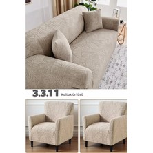 Happy Trend 3 3 1 1 Lastikli Kanepe Örtüsü | Lastikli Koltuk Örtüsü | Koltuk Kılıfı Takımı Vizon 180 x 230