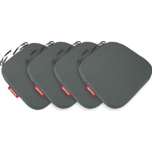 Happy Trend 4'lü Sandalye Minderi Seti Oval 42X42X5 cm Standart Fit, Fermuarlı Yıkanabilir Kılıf, Bağcıklı Kaymaz, Leke Tutmaz Oturma Minderi Antrasit