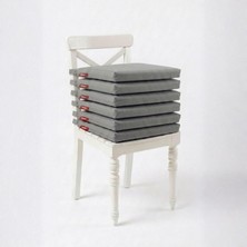 Happy Trend 6'lı Sandalye Minderi 40X40 cm Fermuarlı Su Itici Leke Tutmaz Bağcıklı Bahçe Balkon Minderi Seti