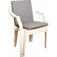 Happy Trend Bahçe Balkon Salon Gri Yıldız Desenli Sandalye Minderi 4'lü