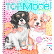 Şanal 12164 Topmodel Create Your Doggy - Boyama ve Çıkartma Kitabı 40 Motifli Sevimli Köpekler Tasarlamak Için, Boyama Defteri Çıkartma Yaprağı Spiral Cilt, Çok Renkli