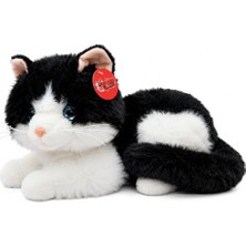 Şanal Vardem 36 cm Peluş Sesli Kedi Oyuncak, 4 Asorti Renk Seçenekli Yumuşak Kedi Peluşu, Ses Efektli Çocuk Oyuncağı, Sarılmalık Uyku Arkadaşı ve Hediye Peluş Kedi PJH14473 (Siyah-Beyaz)