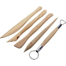 Şanal Ebeşuar Modelaj Kalem Seti, Ahşap Seramik ve Kil Şekillendirme Araçları, 5 Parça