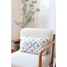 Happy Trend Tasarım Punch Panç Desen Dekoratif Dikdörtgen Kırlent Kılıfı 28X50 cm Mila Gri