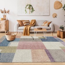 Happy Trend Dizayn Anika Desenli Kadife Pamuk Tabanlı Yıkanabilen Kaydırmaz Antibakteriyel Salon Halısı 60X190