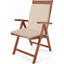 Happy Trend Bahçe Balkon Salon Krem Sandalye Minderi (Arkalıklı) 6'lı