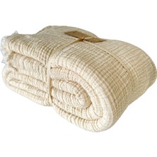 Happy Trend Pamuk Muslin Battaniye, 4 Katlı Yatak Örtüsü, Yumuşak Türk Pamuğu Muslin Yatak Örtüsü, Ters Çevrilebilir Örtü, Doğal Krem (Çift Kişilik Boyut 63X90 - 160X230 Cm)