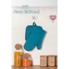 Happy Trend 3136 2li Isıya Dayanıklı Fırın Eldiveni ve Tutacak Seti Mutfak Eldiveni Seti Mavi