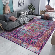 Happy Trend Dizayn Lane Kadife Pamuk Tabanlı Yıkanabilen Kaydırmaz Antibakteriyel Salon Halısı 60X190