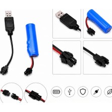 Şanal 3.7 Volt 500 Mah Şarj Edilebilir Şarjlı Pil ve Şarj Kablosu Seti - Kumandalı Araba ve Şarjlı Oyuncaklarla Uyumlu Batarya ve Şarj Kablosu