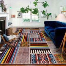 Happy Trend Dizayn Nefie Desenli Kadife Pamuk Tabanlı Yıkanabilen Kaydırmaz Antibakteriyel Salon Halısı 160X230