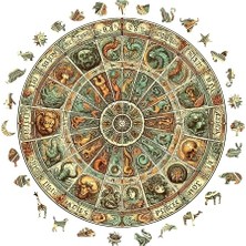 Şanal Ahşap Puzzle Yetişkin - Antik Zodyak Çarkı - 252 Parça, 29 x 29 cm - Yapıştırıcı Folyo Dahil - Benzersiz Şekilli Parçalar & Özel Figürler - A1-10