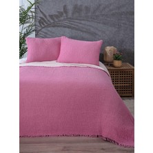 Happy Trend Pamuk Muslin Battaniye, 4 Katlı Yatak Örtüsü, Yumuşak Türk Pamuğu Muslin Yatak Örtüsü, Ters Çevrilebilir Örtü, Fuşya (Tam/kraliçe Boy 91X95 - 230X240CM)