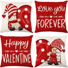 Happy Trend Valentine's Day Dekoratif Kırlent Kılıfları 45 x 45 Cm, 4'lü Set Seni Sonsuza Kadar Seviyorum' Dış Mekan Kanepe Kanepe Yastık Kılıfları