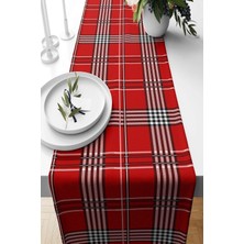 Happy Trend Kırmızı Siyah Ekose Desenli Leke Tutmaz Kumaş Salon Mutfak Masa Değişik Ranır Modelleri Runner, Kırmızı-Siyah 40 x 140