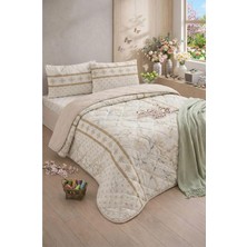 Happy Trend Çift Kişilik Desenli Pike - Yatak Örtüsü Takımı 200X230 cm - 2 Adet Yastık Kılıflı (Bej)