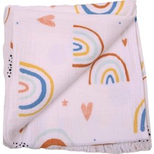 Happy Trend 4 Kat 120X120 Püsküllü Müslin Örtü Battaniye