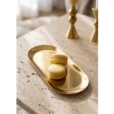 The Mia Linea Oval Çelik Servis Tabağı Gold 26 x 11 cm